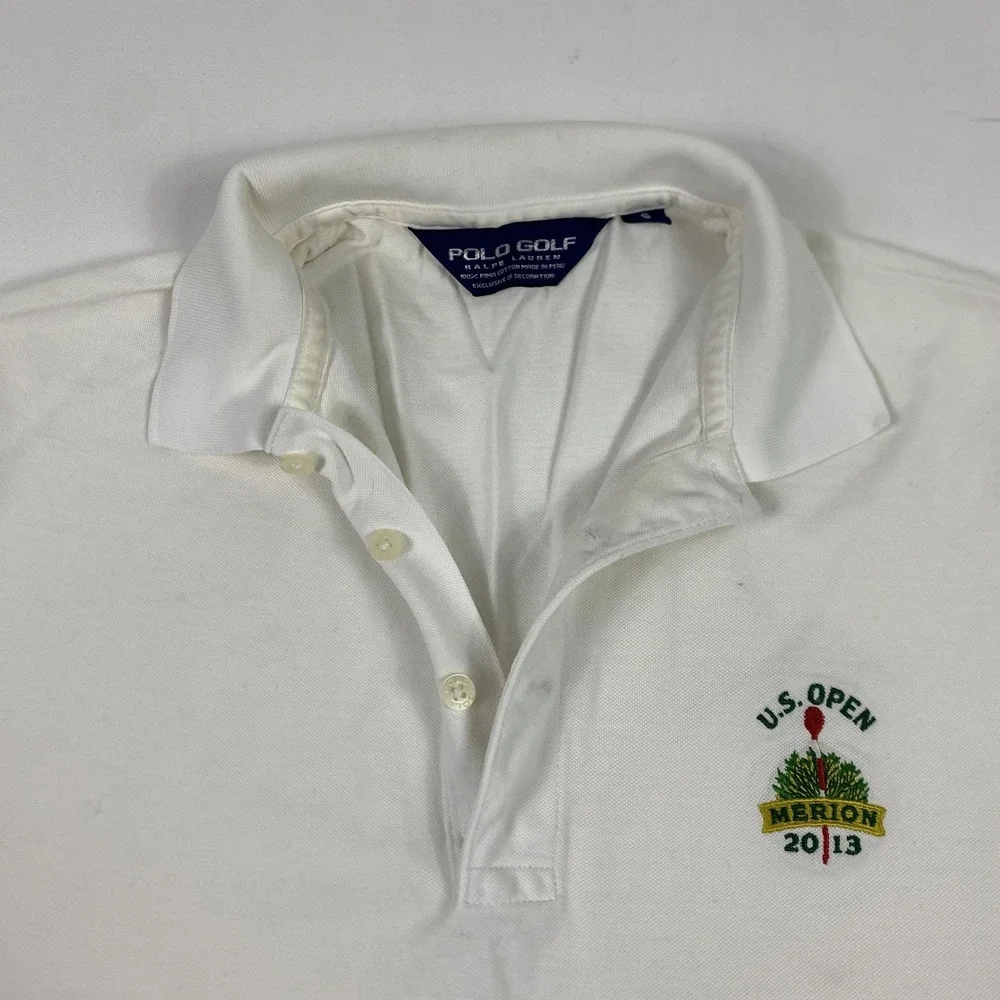 Polo‎ Golf Ralph Lauren Polo Shirt Mens Small White U.S. Open Merion 2013 Logo